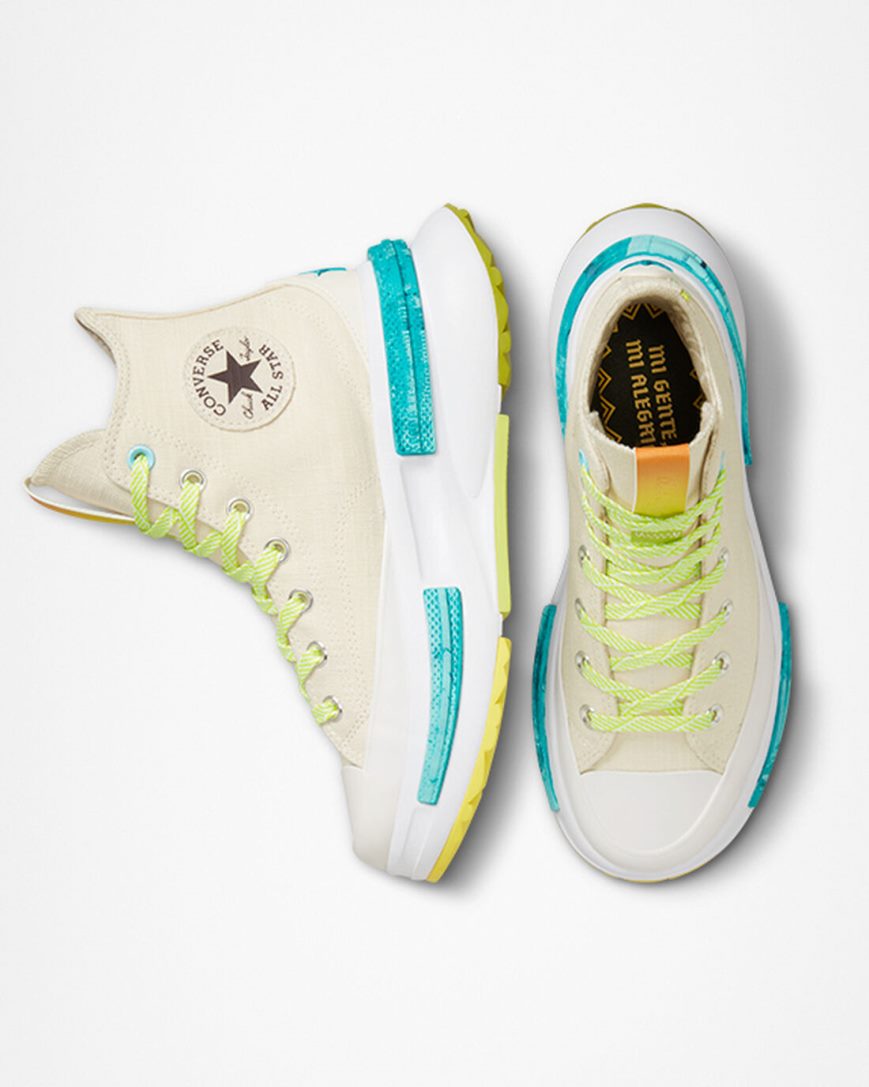 Men's Converse Run Star Legacy CX Mi Gente, Mi Alegria High Top Shoes Beige / Lemon / Light Turquoise | AU 831E9R